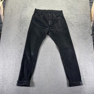 Syoaiya Jeans Mens 32x34 Black Cotton Denim Tapered Travel Button-Fly Workwear